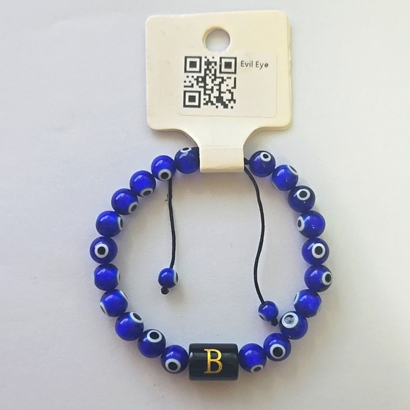 Evil Eye Gem Stone Bracelet Letter B - Picture 1 of 1